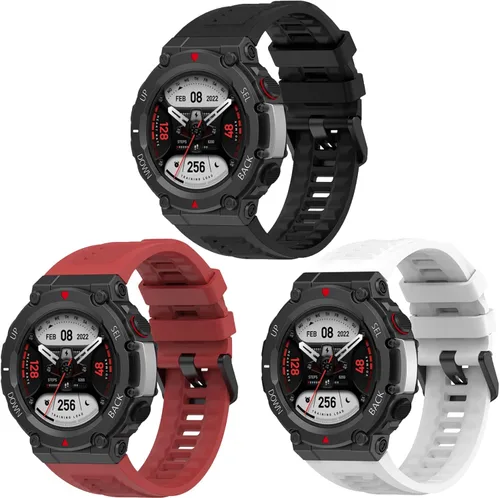 Miniatura 9 de Paquete de 3 correas de repuesto compatibles con Amazfit T-Rex 2, repuesto deportivo de silicona suave y flexible resistente al sudor para Amazfit