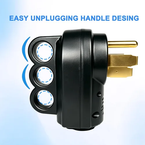 Miniatura 7 de Enchufe RV de 50 amperios, NEMA 14-50P 125/250 voltios, enchufe macho de repuesto resistente con asas ergonómicas para RV, EV, cable generador