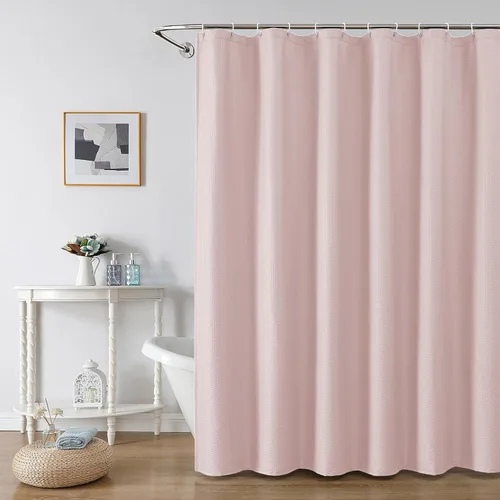 Miniatura 68 de OWENIE Cortina de ducha blanca para baño, 96 pulgadas, extra larga, elegante cortina de ducha de tela texturizada en relieve 3D, repelente al agua
