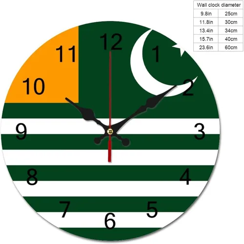 Miniatura 2 de The Flag of Cashmir - Reloj decorativo patriótico, funciona con pilas, 9 pulgadas, silencioso, sin tictac, números arábigos, decoración moderna
