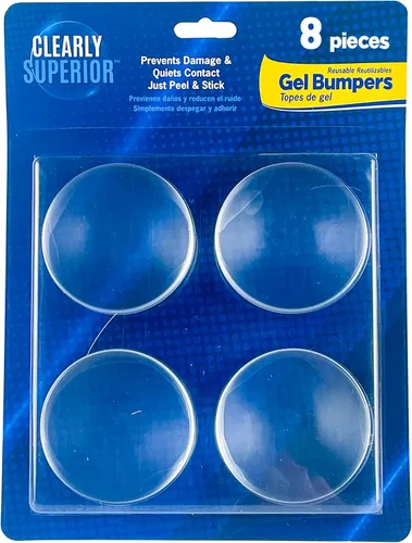 Clearly Superior Paquete de 8 parachoques redondos medianos transparentes de 2.5 pulgadas, protector de pared autoadhesivo para pomo de puerta,