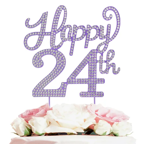 Miniatura 126 de LASKYER Decoración de feliz cumpleaños número 10, decoración de pastel de diamantes de imitación dorados de 10º cumpleaños – Letrero de metal