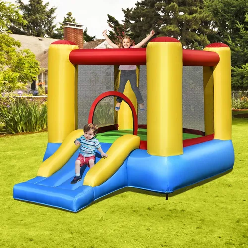 Miniatura 8 de HONEY JOY Casa inflable para rebotar, rebote de luna inflable para niños con tobogán, área gigante de salto, estacas, bolsa de transporte, castillo