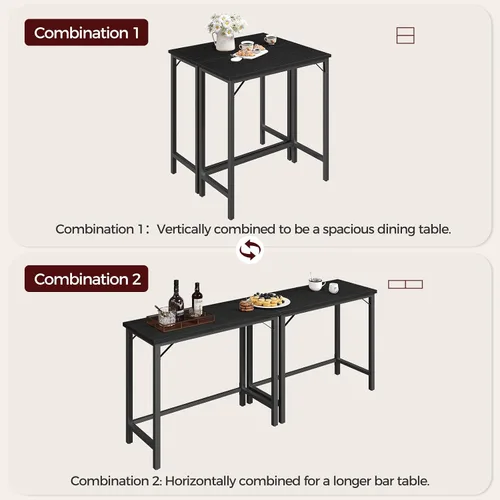 Miniatura 5 de MAHANCRIS Mesa de Bar Estrecha, Mesa de Pub de 160 cm para Sala de Estar, Mesas de Bar con Estructura de Metal Resistente, Mesa de Bar Conectable