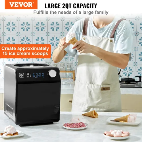 Miniatura 2 de VEVOR Máquina Automática Vertical de Helados con Compresor Incorporado, 1 Cuarto de Galón Sin Pre-congelación Fabricadora de Gelato y Máquina