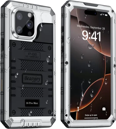 Miniatura 54 de Beasyjoy Funda impermeable para iPhone 12 Pro Max, cubierta protectora de cuerpo completo con protector de pantalla incorporado, resistente a Negro