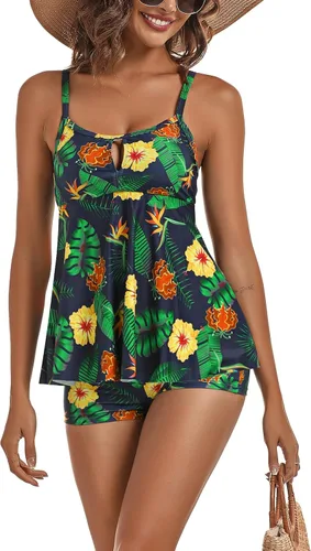 Miniatura 4 de Ethlauff Trajes de baño modestos para mujer, tankini de dos piezas con pantalones cortos