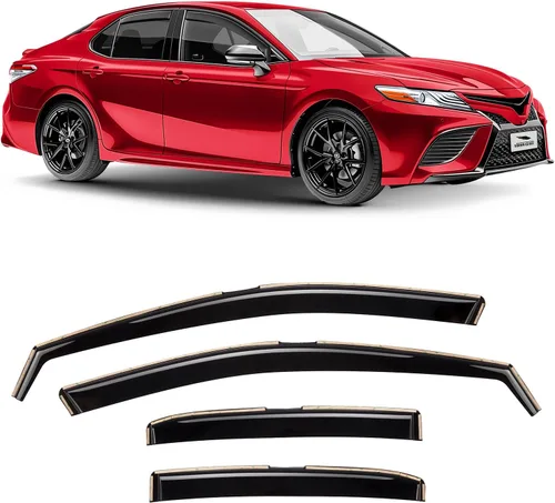 Voron Glass - Protectores de lluvia extra duraderos en canal para Toyota Camry 2018-2024, deflectores de ventana, viseras de ventilación, 4 piezas -