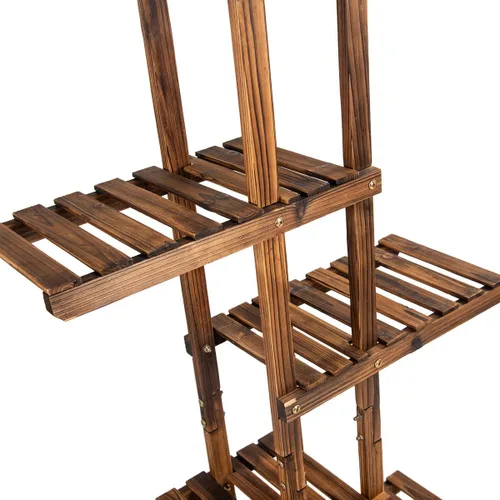 Miniatura 9 de Giantex Estante de madera para plantas, 7 estantes de madera, 11 macetas, estante de exhibición de bonsái para interiores y exteriores, jardín
