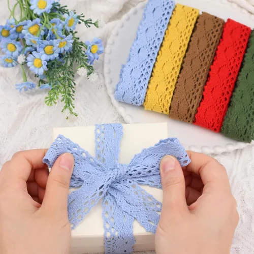 Miniatura 4 de Cordón de costura de ganchillo de encaje de algodón de cinta de encaje verde para envoltura de paquetes de regalo, suministros de álbumes de recortes