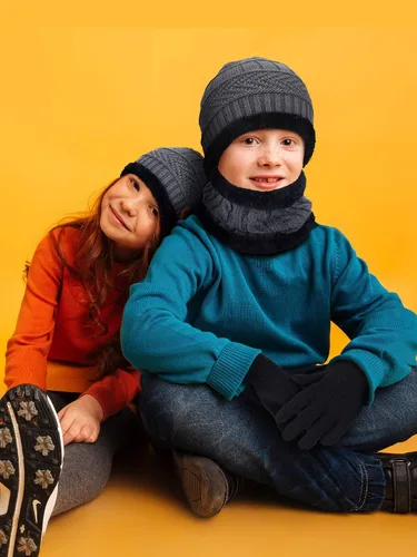 Miniatura 2 de Conjunto de bufanda de invierno para niños, gorro de punto para niños y niñas, as pictures shown