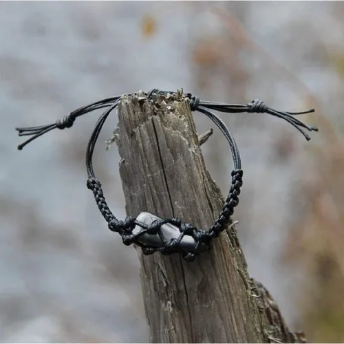 Miniatura 3 de Karelian Heritage Shungite Stone Adjustable Bracelet Natural Black Macrame Hand-Made Jewelry Protective Powerful Mineral Shield Spiritual Healing