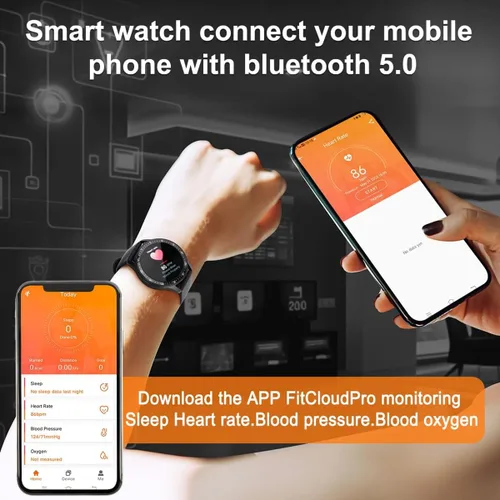Miniatura 6 de Reloj inteligente con auriculares, 10 reloj de fitness redondo de 1.32 pulgadas, reloj Bluetooth 2 en 1 con paso, calorías, monitor de sueño