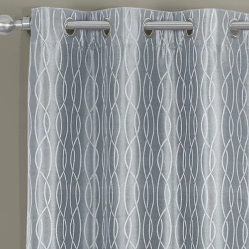 Miniatura 3 de sheetsnthings Voyage - Juego de 2 cortinas opacas con aislamiento térmico jacquard, 76 pulgadas de ancho x 84 pulgadas de largo, color plateado Plata