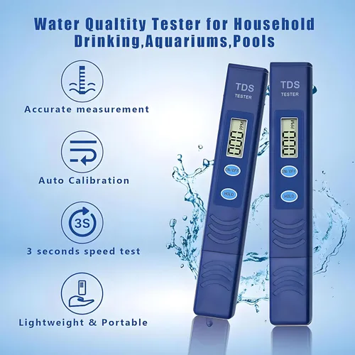 Miniatura 4 de Medidor de agua digital portátil TDS - 0-9990 ppm Probador de calidad de agua para agua potable, agricultura, acuarios, piscinas y sistemas RO-RODI