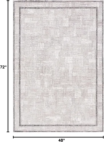 Miniatura 2 de SAFAVIEH Jade Collection - Alfombra de área de 4 x 6 pies, color marfil y beige negro, diseño de borde, ideal para zonas de alto tráfico en sala