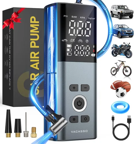 Inflador de Neumáticos Compresor de Aire Portátil, Bomba de Aire de 150PSI para Neumáticos de Carro con Medidor de Presión de Neumáticos Preciso,