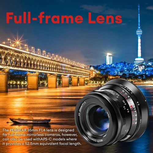 Miniatura 3 de PERGEAR Lente de enfoque manual de marco completo F1.4 de 1.378 in, compatible con cámaras Sony E-Mount A7 A7II A7III A7R A7RII A7RIII A7RIV A7S