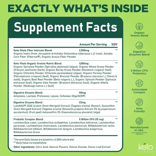 Miniatura 5 de Keto Vitals Keto Electrolytes Plus Greens Superfood - Paquetes de polvo de 30 porciones Super Greens con electrolitos sin azúcar para hidratación