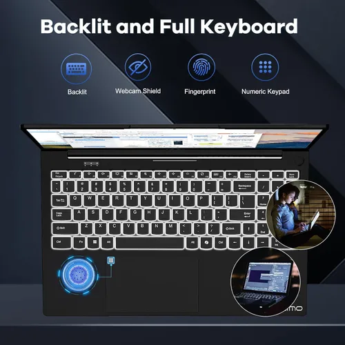 Miniatura 7 de NIMO Portátil FHD IPS de 15.6 pulgadas, i5-12450H de 8 núcleos (Beats i7-11800H), 16 GB RAM 1 TB SSD, teclado retroiluminado, huella digital