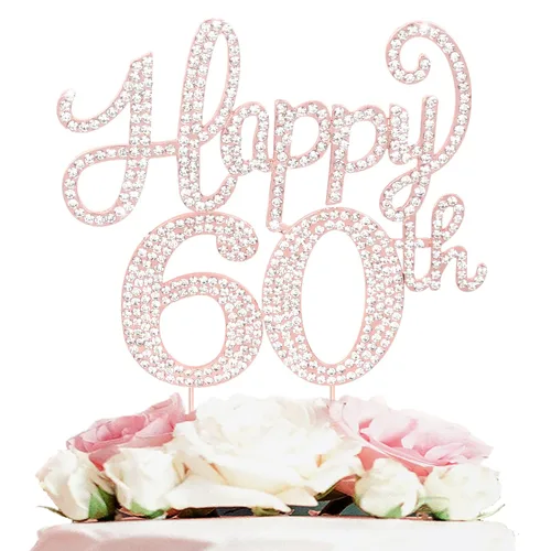 Miniatura 131 de LASKYER Decoración de feliz cumpleaños número 10, decoración de pastel de diamantes de imitación dorados de 10º cumpleaños – Letrero de metal