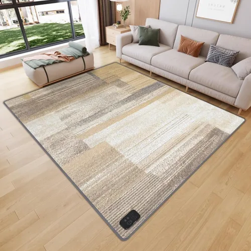 Graphene Heated Carpet Mat, Adjustable Temperature Electric Floor Rug with 12-Hour Timer, Indoor Area Rug for Living Room, 150x200cm (59x78.7'')
