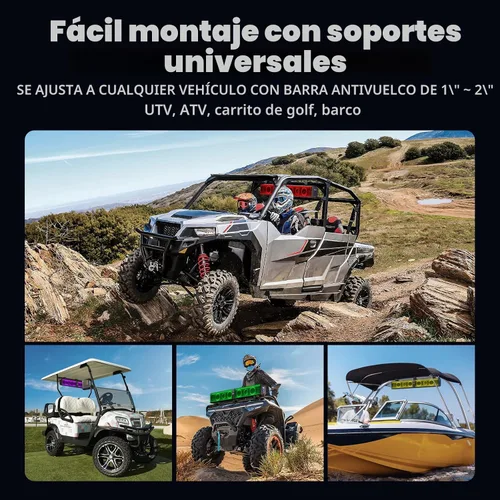 Miniatura 5 de Ehaho Barra de sonido UTV de 34 pulgadas con subwoofer, barra de sonido SXS de 8 altavoces con Bluetooth e iluminación RGB, altavoces impermeables