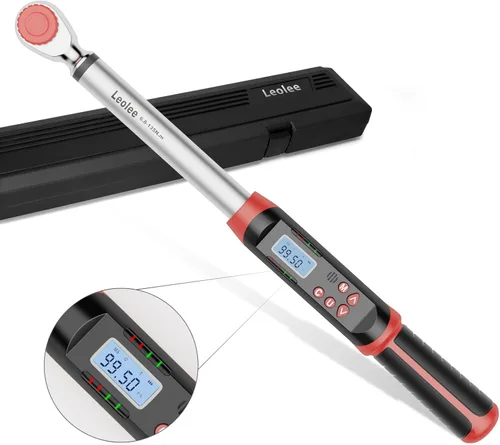 Miniatura 9 de Leolee - Llave dinamométrica digital de 1/2 pulgada con ángulo, 7.38-147.5 pies-libra/10-200 Nm, llave dinamométrica electrónica con valor