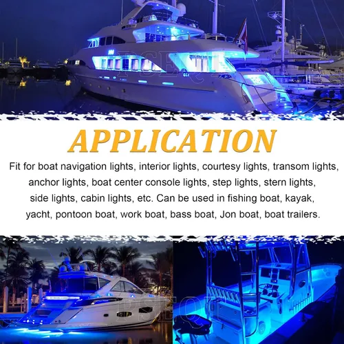 Miniatura 2 de PSEQT Luces LED de navegación para barco, interior marino, tira de luz de cortesía, cubierta de popa, iluminación de cabina de 3.8 pulgadas, 6 LED