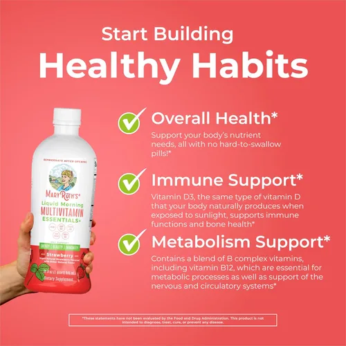 Miniatura 5 de MaryRuth Organics Liquid Morning Multivitamin Essentials+ Vitamina A C D E B6 B12 Biotina Zinc Hombres y mujeres Apoyo inmunológico Belleza