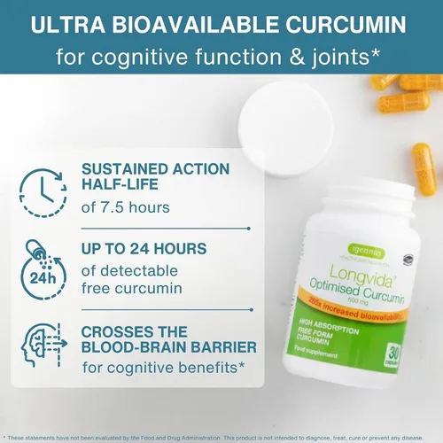 Miniatura 2 de Longvida - Curcumina optimizada de 500 mg, ultra biodisponible y acción sostenida, vegana, 30 cápsulas