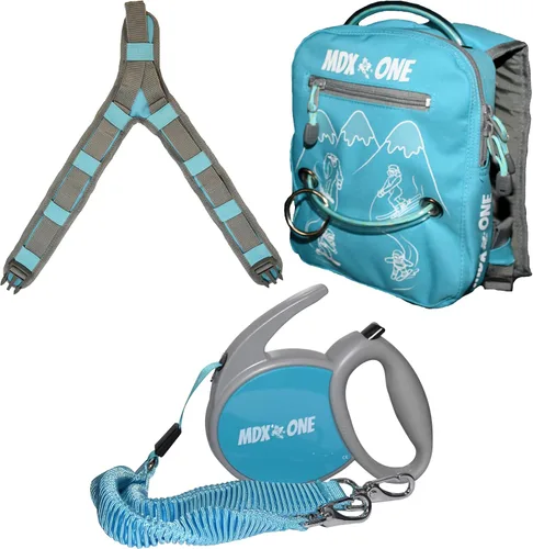 MDXONE Entrenador de arnés de esquí y snowboard para niños, correa retráctil, amortiguadores elásticos y asiento extraíble