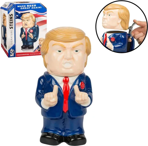 Miniatura 2 de SCS Direct Donald XL - Figura de cerámica 3-D de 22 onzas, Stein con tapa de peltre, con tapa de peltre, This Stein Trubps all!- Regalo republicano