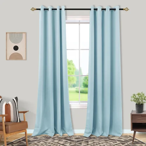 Miniatura 31 de Mrs.Naturall Cortinas Azul Real para Dormitorio, Cortinas Opacas Cortas Medianas Azul Cobalto para Cocina Decoración de Habitación de Adolescentes