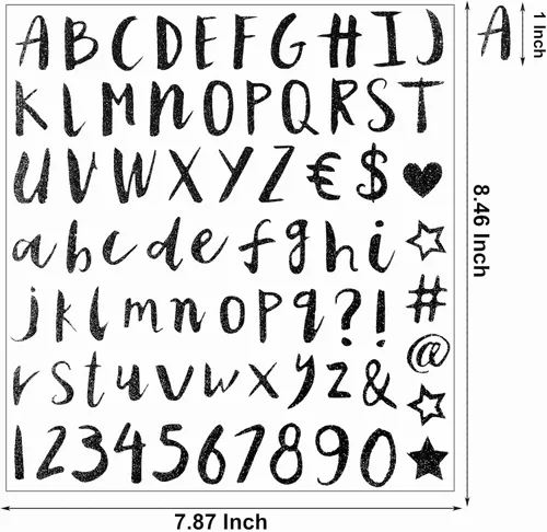 Miniatura 2 de Calcomanías de letras con purpurina, 810 piezas, 10 hojas de calcomanías de números del alfabeto, letras autoadhesivas para álbumes de recortes