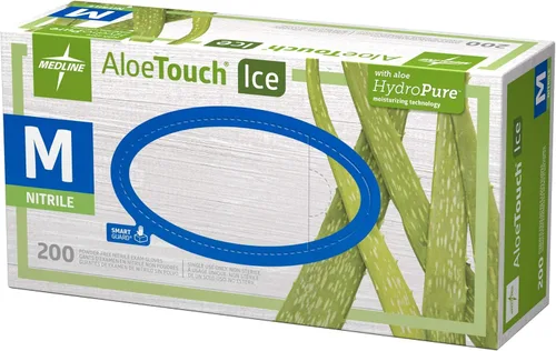 Miniatura 3 de Medline AloeTouch - Guantes de examen de nitrilo de hielo, 200 unidades, medianos, sin polvo, desechables, suavizan las manos, resistentes al