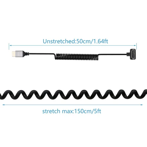 Miniatura 4 de 90 grados de ángulo descendente UHD 4K HDTV macho a HDTV macho 18Gbps 2.0 extensor cable en espiral soporta 4K @60Hz, 1080p, ARC, 3D