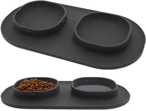 Miniatura 7 de Cuencos de comida para perros, cuencos para mascotas y cuencos de agua para perros con antiderrames y antideslizantes, cuencos alimentadores con Azul
