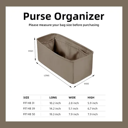 Miniatura 6 de DGAZ Organizador de bolso de seda para bolsas Hermes Herbag 313950, bolso de lujo y organizador de mano, inserto de bolsa Simplicity