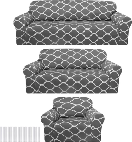 Peryiter Juego de 3 fundas para sofá para sala de estar, fundas para muebles de sofá y sillones, funda para sillón con brazos, protector de muebles,