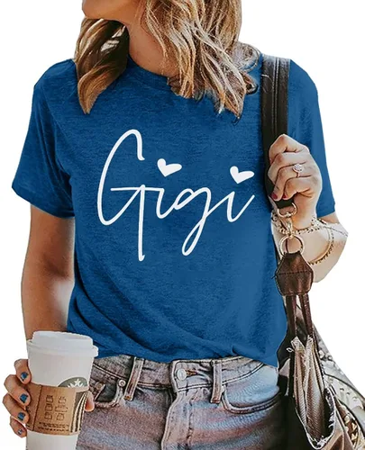 Miniatura 4 de Gigi - Camisetas para abuela, mujer, con gráfico Gigi con corazones, de manga corta