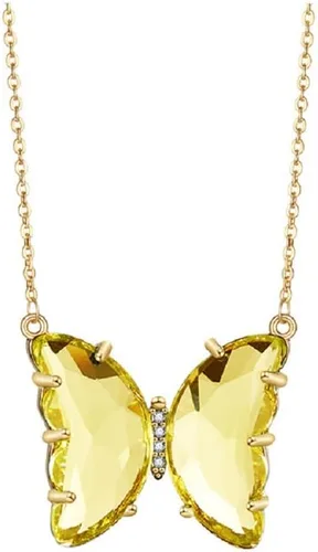 COLORFUL BLING Collar con dije de mariposa de oro de 18 quilates, con circonita cúbica minimalista y colgante de mariposa, bonitos collares de