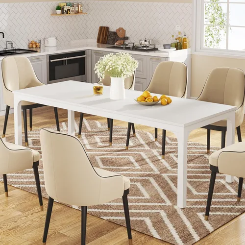 Miniatura 8 de Tribesigns Mesa de comedor negra para 6-8 personas, mesa rectangular grande de 78 pulgadas para comedor, 78.7 x 27.5 x 29.5 pulgadas (solo mesa)