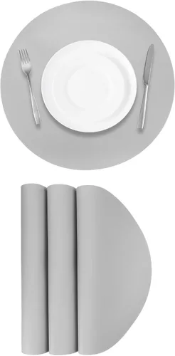Miniatura 8 de UXCELL 4 manteles individuales de piel sintética para mesa de comedor, manteles redondos de piel sintética, resistentes al calor, impermeables, a