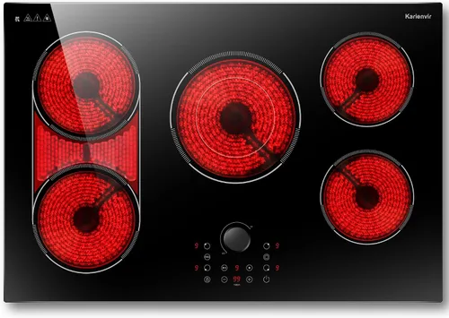 Miniatura 13 de Placa de cocción eléctrica empotrable de 30 pulgadas Karienvir, placa de cocción de 5 quemadores de 8500W, perilla antideslizante y control táctil