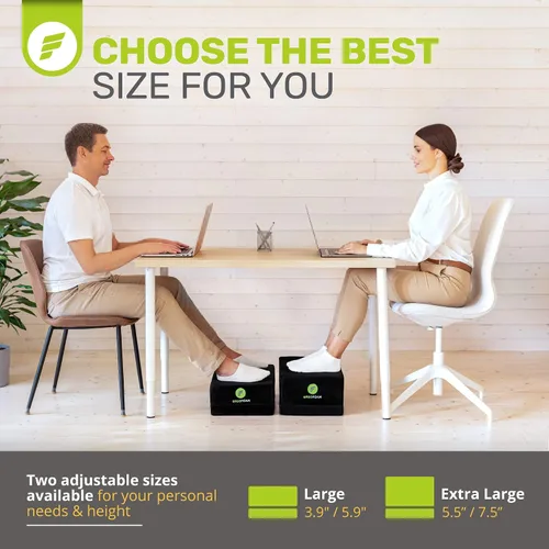 Miniatura 6 de ErgoFoam Reposapiés XL para debajo del escritorio en el trabajo para taburetes y sillas altas, respaldado por quiropráctico, reposapiés ajustable 2