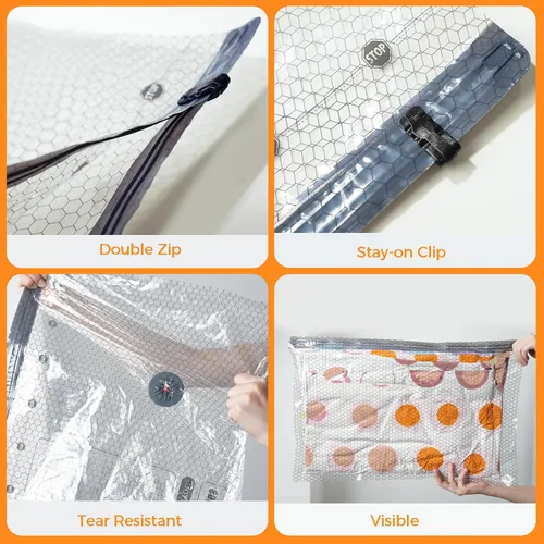 Miniatura 5 de Bolsas de sellado al vacío para viajes para ropa con bomba eléctrica portátil, paquete de 12 bolsas de almacenamiento al vacío para ahorrar espacio