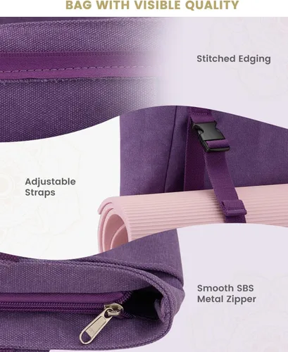Miniatura 4 de Gonex Bolsa para Esterilla de Yoga, Bolsa de Gimnasio Tipo Tote con Múltiples Bolsillos para Mujeres y Hombres, Portaesterillas de Yoga de Lona