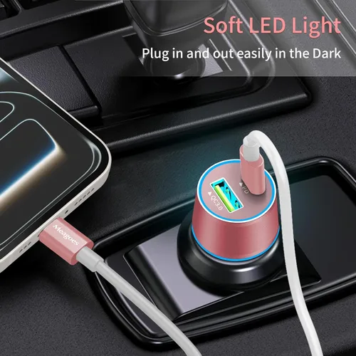 Miniatura 6 de Cargador de Coche Rosa de 67.5W USB C Super Carga Rápida, Bloque de 45W USBC y Puerto QC3.0 para iPhone 17 Pro Max/Air/16/15/iPad, Teléfono Celular
