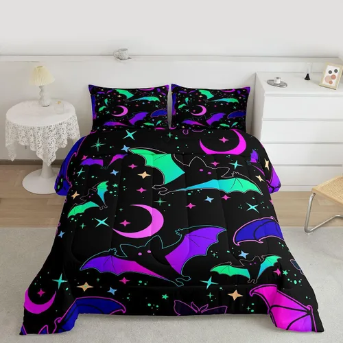 Miniatura 14 de Juego de edredón de calabaza para niños, con estampado de calabaza, estilo Halloween, juego de ropa de cama para niños, juego de ropa de cama